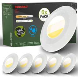 B.k.licht - Briloner Klira Set de 6 spots led encastrables 230V pour salle de bain, interrupteur cts, Ra90 haute tenue des couleurs, protection