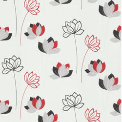 BRICOFLOR Papier Peint fleuri blanc, gris et rouge Papier Peint floral blanc Tapisserie intissée moderne pour chambre, cuisine & plus
