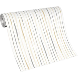 Erismann - bricoflor Papier Peint à rayures couloir beige, gris et blanc Papier Peint bande verticale beige pour couloir, salon Tapisserie intissée
