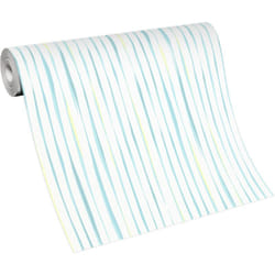 Erismann - bricoflor Papier Peint bande verticale turquoise Tapisserie intissée pour cuisine, salon & plus Papier Peint à rayures turquoise et jaune