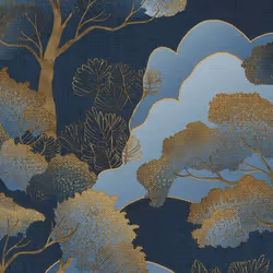 Papier peint texturé en vinyle Elle Decoration bosquet doré bleu marine/or 10448-08