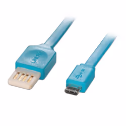 Lindy 1m, USB 2.0-A - USB 2.0 Micro-B, 1 m, USB A, Micro-USB B, USB 2.0, Mâle/Mâle, Bleu