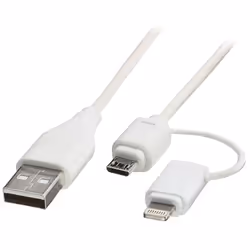Lindy 31345, 1 m, USB A, Micro-USB B, Mâle/Mâle, Blanc