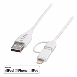 Lindy 31345 câble USB 1 m USB A Micro-USB B Blanc