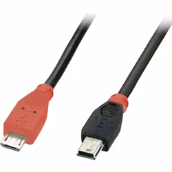 Lindy 31717, 0,5 m, Mini-USB B, Micro-USB B, USB 2.0, 0,48 Gbit/s, Noir, Rouge
