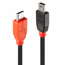 Lindy 31718, 1 m, Micro-USB B, Mini-USB B, USB 2.0, Mâle/Mâle, Noir