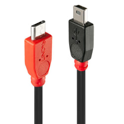 Lindy 31719 câble USB 2 m USB 2.0 Mini-USB B Micro-USB B Noir, Rouge
