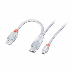 Lindy 31785, 2 m, USB A, Mini-USB B, Gris