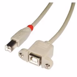 Lindy 31800, 0,5 m, USB B, USB B, Mâle/Femelle, 480 Mbit/s, Gris