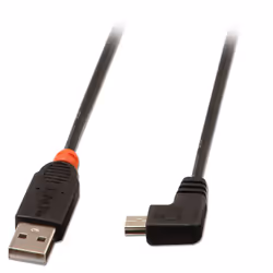 Lindy 31970, 0,5 m, USB A, Mini-USB B, USB 2.0, Mâle/Mâle, Noir