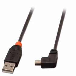 Lindy 31972, 2 m, USB A, Mini-USB B, USB 2.0, Mâle/Mâle, Noir