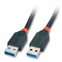 Lindy 31980, 0,5 m, USB A, USB A, Mâle/Mâle, 5000 Mbit/s, Noir
