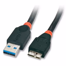 Lindy 1m USB 3.0, 1 m, Mâle/Mâle, 5000 Mbit/s, Noir