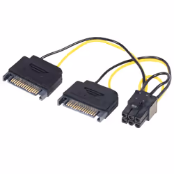 Lindy 33859, 0,15 m, 2 x SATA 15 broches, PCI-E (6-pin), Noir, Jaune