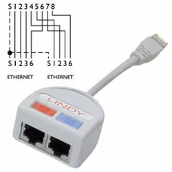 Lindy STP Port Doubler, 2 x 10Base-T -&gt; 1 Port, 2 x RJ-45, RJ-45