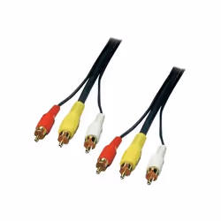 Lindy 10m AV Cable, 10 m, 3 x RCA, Noir, 2x RCA, Mâle/Mâle
