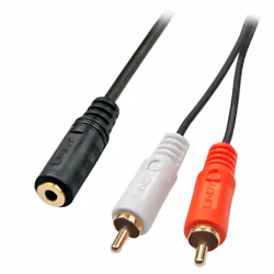 Lindy 35677, 2 x RCA, Mâle, 3,5mm, Femelle, 0,25 m, Noir, Rouge, Blanc
