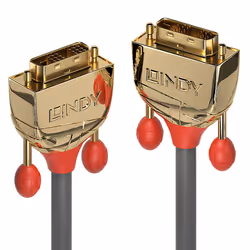 Lindy 36215, 25 m, DVI-D, DVI-D, Mâle, Mâle, Or, Gris