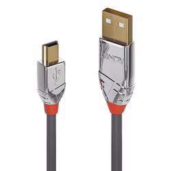 Lindy 36632, 2 m, USB A, Mini-USB B, USB 2.0, 480 Mbit/s, Gris