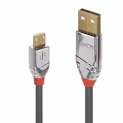Lindy 36654, 5 m, USB A, Micro-USB B, USB 2.0, 480 Mbit/s, Gris