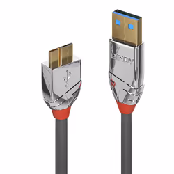 Lindy 36656, 0,5 m, USB A, Micro-USB B, USB 3.2 Gen 1 (3.1 Gen 1), 5000 Mbit/s, Gris