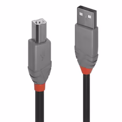Lindy 36671, 0,5 m, USB A, USB B, USB 2.0, 480 Mbit/s, Noir, Gris