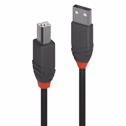 Lindy 36672, 1 m, USB A, USB B, USB 2.0, 480 Mbit/s, Noir