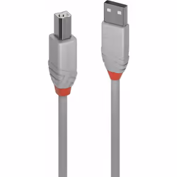 Lindy 36682, 1 m, USB A, USB B, USB 2.0, 480 Mbit/s, Gris
