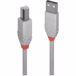 Lindy 36683, 2 m, USB A, USB B, USB 2.0, 480 Mbit/s, Gris