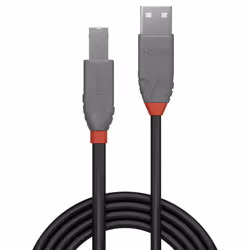 Lindy 36688 câble USB 2 m USB 2.0 USB A USB B Noir, Gris