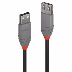 Lindy 36702, 1 m, USB A, USB A, USB 2.0, 480 Mbit/s, Noir, Gris