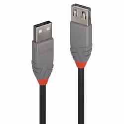 Lindy 36705, 5 m, USB A, USB A, USB 2.0, 480 Mbit/s, Noir, Gris