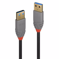 Lindy 36753, 3 m, USB A, USB A, USB 3.2 Gen 1 (3.1 Gen 1), 5000 Mbit/s, Noir, Gris