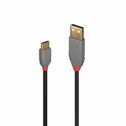 Lindy 36885, 0,5 m, USB A, USB C, USB 2.0, 480 Mbit/s, Noir, Gris