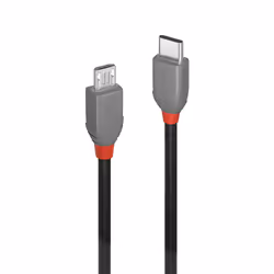 Lindy 36891, 1 m, USB C, Micro-USB B, USB 2.0, 480 Mbit/s, Noir, Gris
