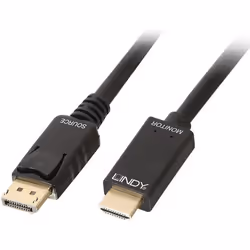 Lindy 36921, 1 m, DisplayPort, HDMI Type A (Standard), Mâle, Mâle, Droit