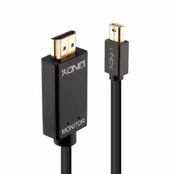 Lindy 36925, 0,5 m, Mini DisplayPort, HDMI Type A (Standard), Mâle, Mâle, 3840 x 2160 pixels