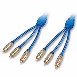 Lindy 0.5m Component Video Cable, 0,5 m, 3 x RCA, Bleu, Mâle/Mâle
