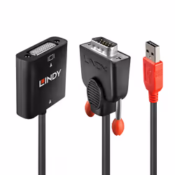 Lindy 38184, 0,2 m, DVI-D, VGA (D-Sub) + USB, Femelle, Mâle, Nickel