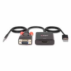 Lindy 38284 câble vidéo et adaptateur VGA (D-Sub) + 3,5 mm HDMI + USB Noir - Vue supplémentaire 4