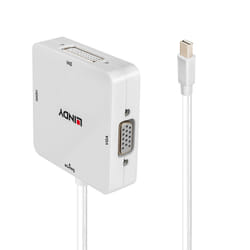 Lindy 38297 câble vidéo et adaptateur 0,15 m Mini DisplayPort DVI-D + VGA (D-Sub) + HDMI Blanc