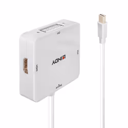 Lindy 38297 câble vidéo et adaptateur 0,15 m Mini DisplayPort DVI-D + VGA (D-Sub) + HDMI Blanc