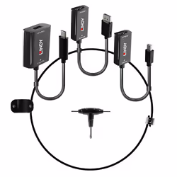Lindy 38304 câble vidéo et adaptateur HDMI Type A (Standard) DisplayPort + Mini DisplayPort + USB Type-C Noir