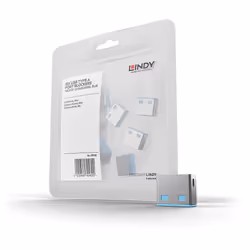 Lindy 40462, Bloqueur de port, USB Type-A, Bleu, Acrylonitrile-Butadiène-Styrène (ABS), 10 pièce(s), Sac en polyéthylène
