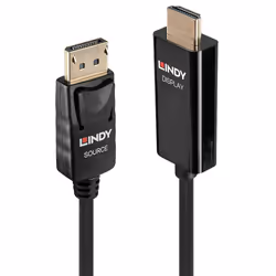 Lindy 40914, 0,5 m, HDMI Type A (Standard), DisplayPort, Mâle, Mâle, Droit