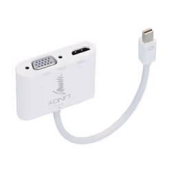 Lindy 41070, Mini DisplayPort, HDMI + VGA (D-Sub), Mâle, Femelle, Blanc, 40 g