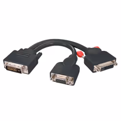 Lindy 41218, 0,2 m, DVI-D, DVI-D + VGA (D-Sub), Mâle, Femelle, Noir