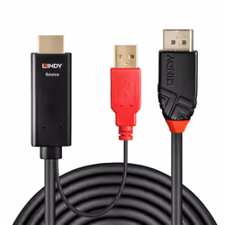 Lindy 41424 câble vidéo et adaptateur 0,5 m DisplayPort HDMI + USB Noir