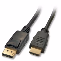 Lindy 41481, 2 m, DisplayPort, HDMI, Or, 6,75 Gbit/s, Noir