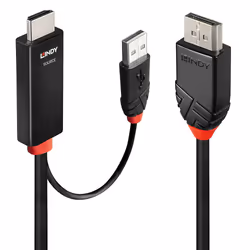 Lindy 41498, 1 m, HDMI + USB Type-A, DisplayPort, Mâle, Mâle, Droit